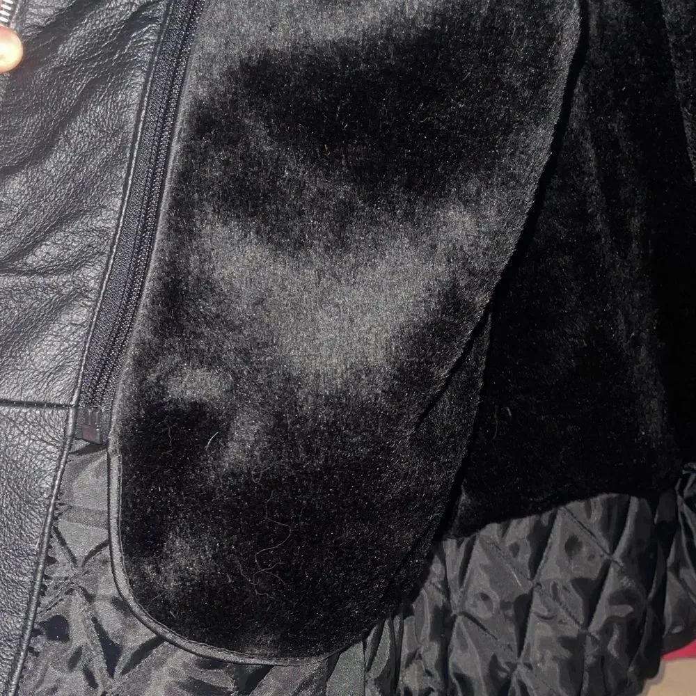 OSCAR PIELE PERFECT LEATHER Black genuine Leather Jacket pockets Lined XL - Picture 11 of 13